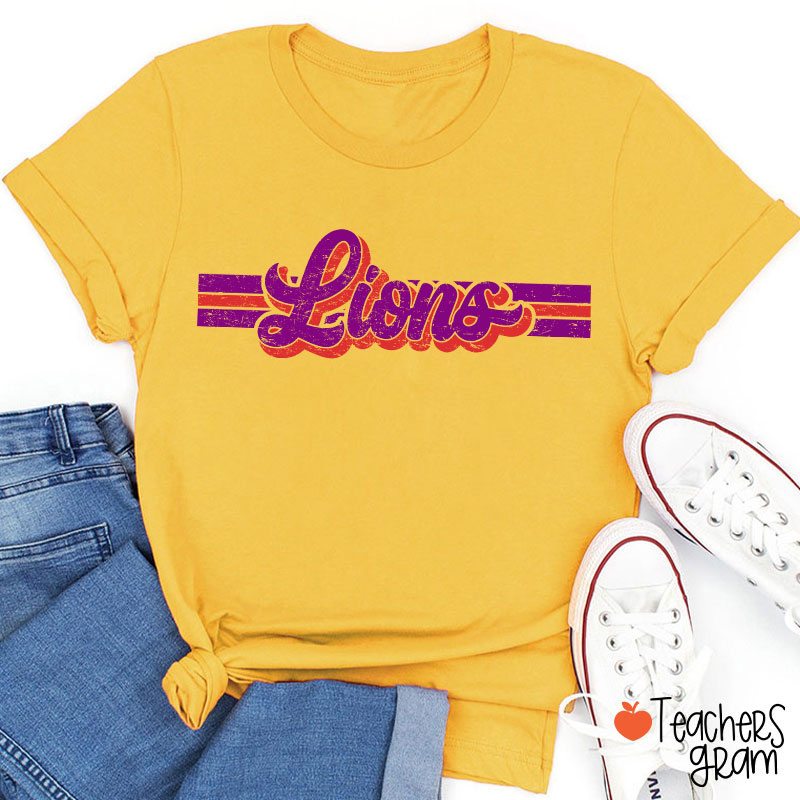 Personalized Mascot Contrast Color Line Teacher T-Shirt