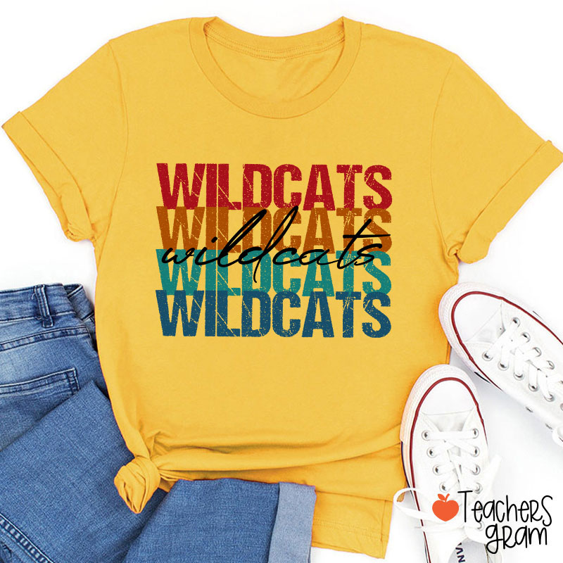 Personalized Mascot Retro Distressed School Spirit Teacher T-Shirt