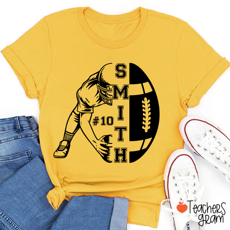 Personalized Name And Number Football Game Day Teacher T-Shirt