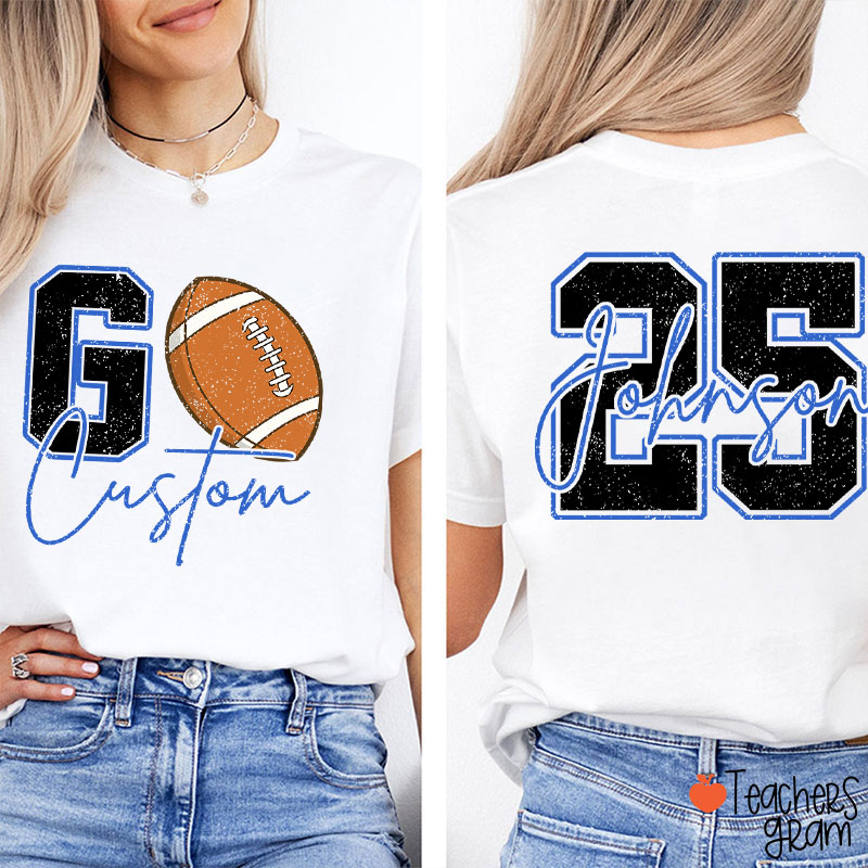 Personalized Mascot And Sport Go School Spirit Teacher Two Sided T-Shirt