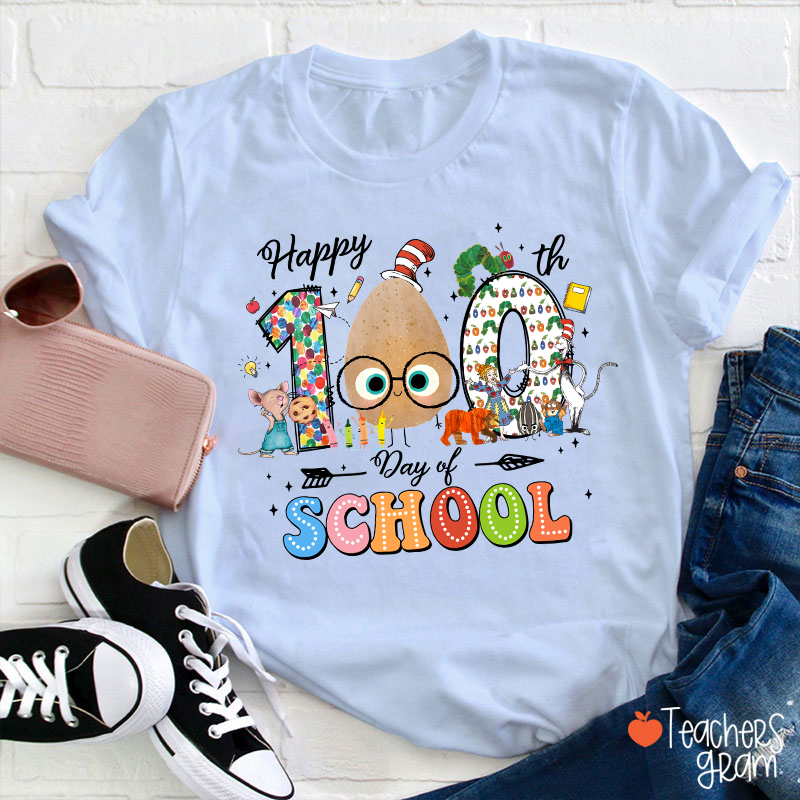 Children's Books Happy 100 Days Of School Teacher T-Shirt