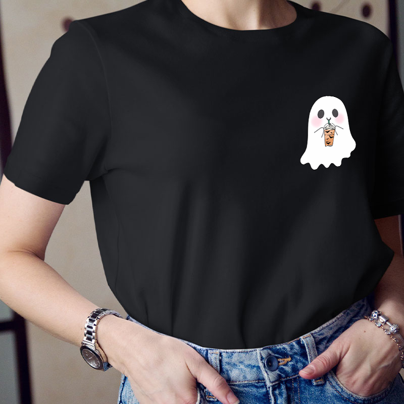 Ghost Drinks Halloween Coffee Teacher T-Shirt