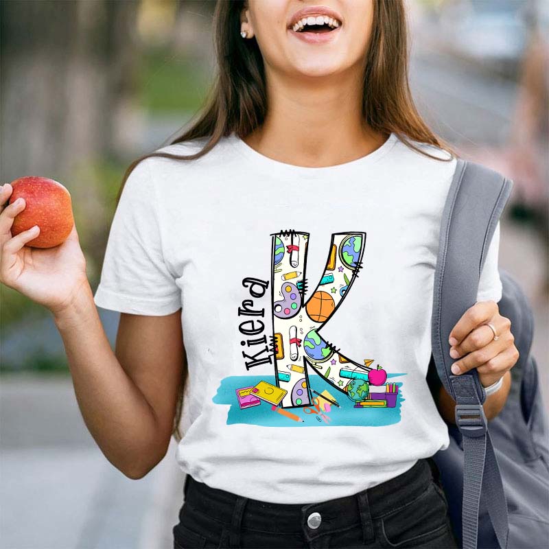 Personalized Large Collection Of Stationery Supplies Teacher T-Shirt