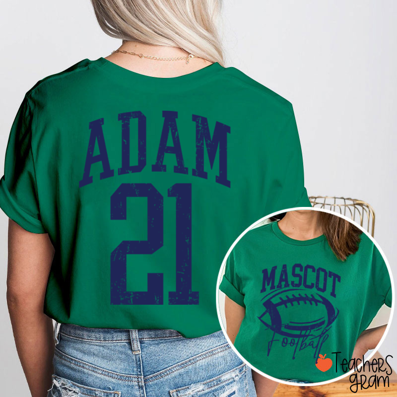 Personalized Mascot Name Number Retro Team Sport Teacher Two Sided T‑Shirt