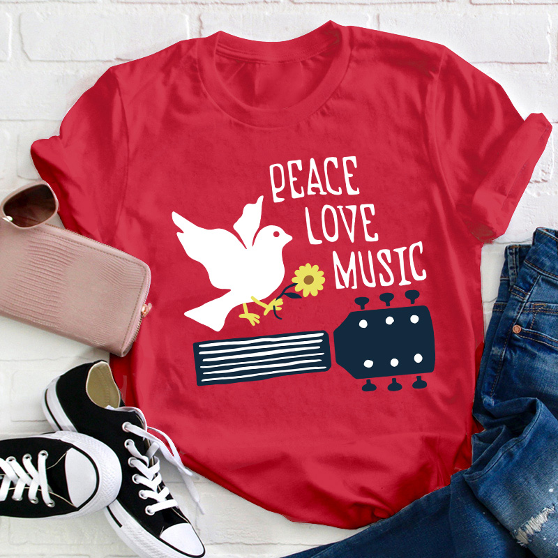 Peace Love Music Teacher T-Shirt