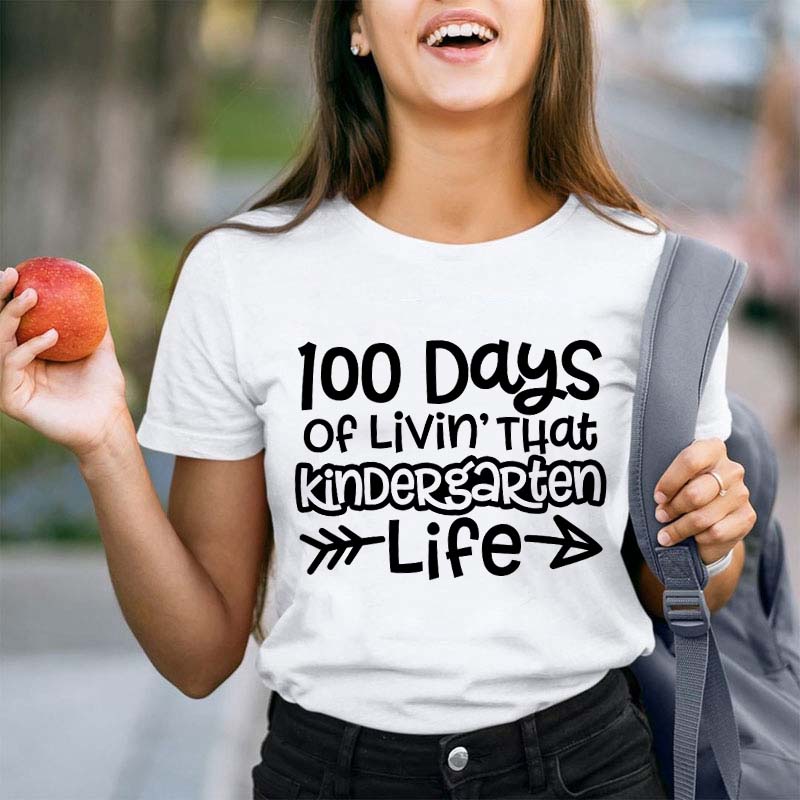 Personalized 100 Days Of Livin' That Life Teacher T-Shirt