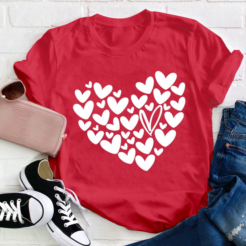 Red Heart Of Hearts Teacher T-Shirt
