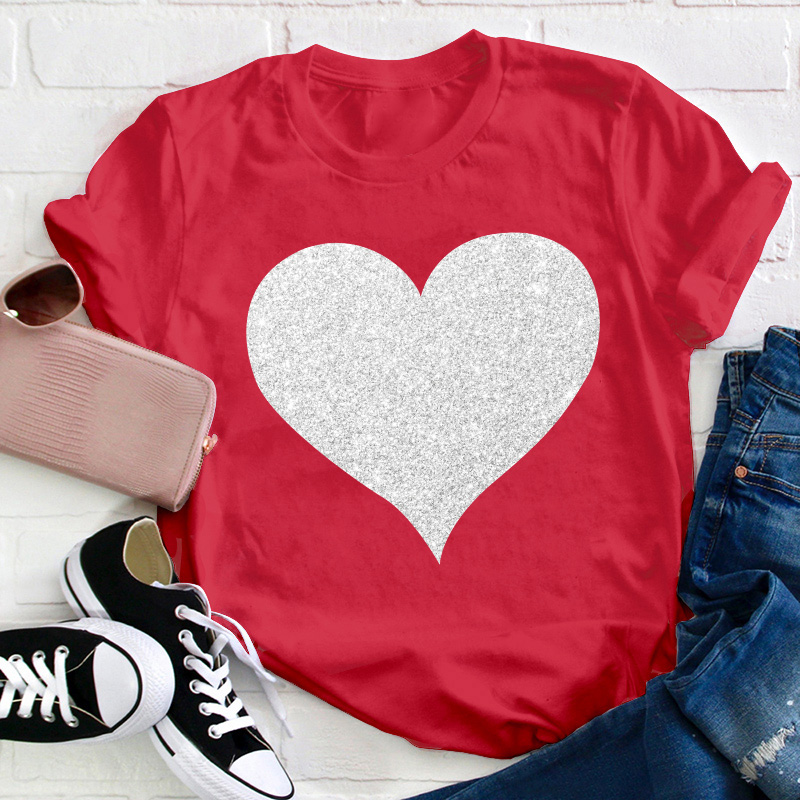 Glitter Heart Teacher T-Shirt