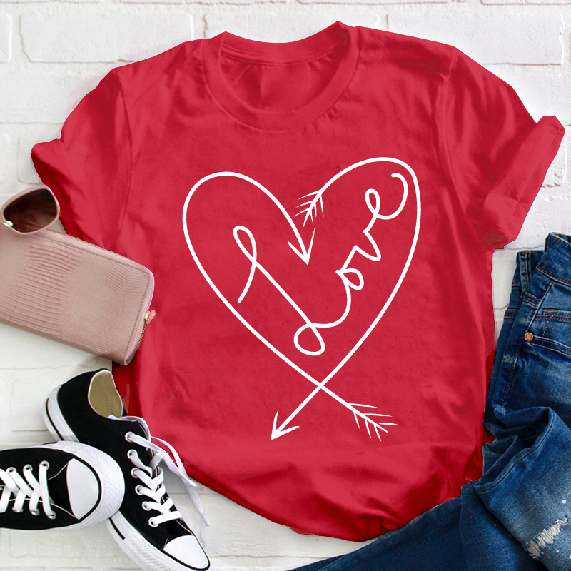 Love Heart Valentines Teacher T-Shirt