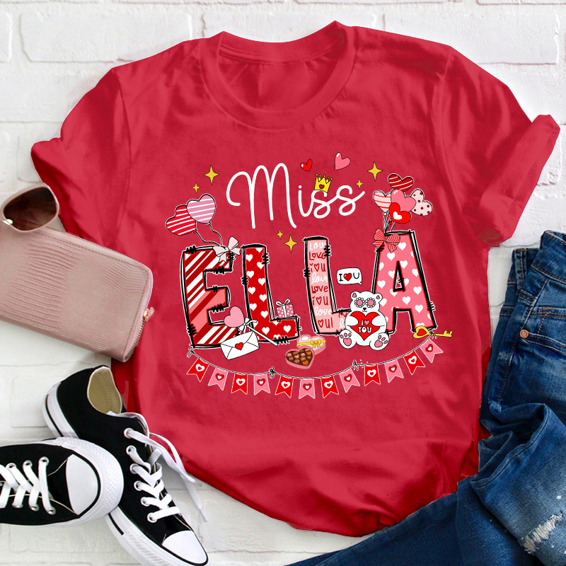 Personalized Valentines Day Teacher T-Shirt
