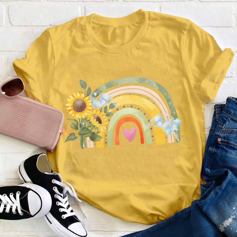 Sunflower Rainbow Teacher T-Shirt