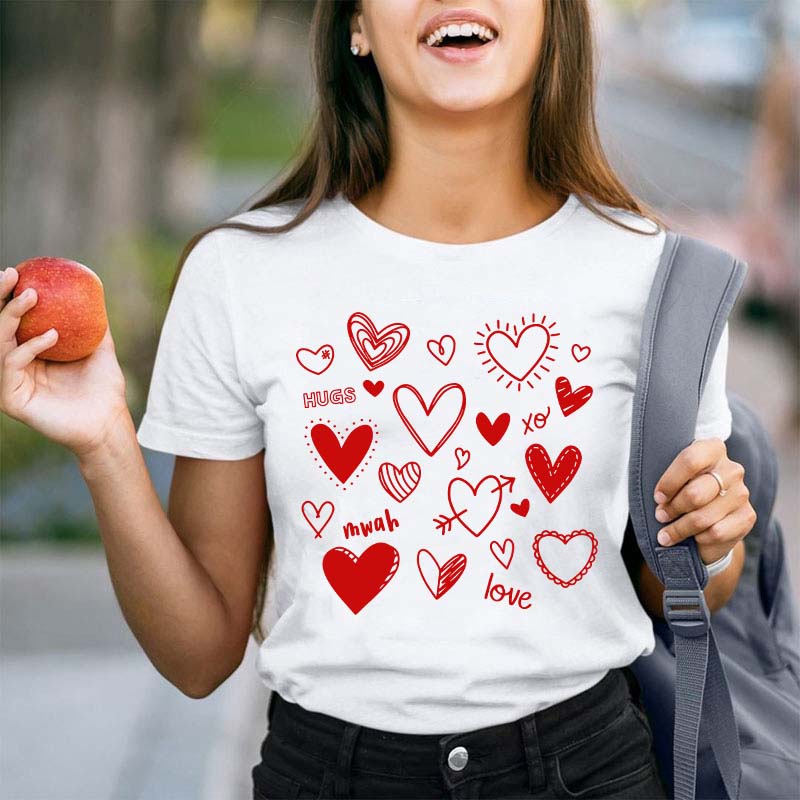 Hugs Xo Love Heart Teacher T-Shirt