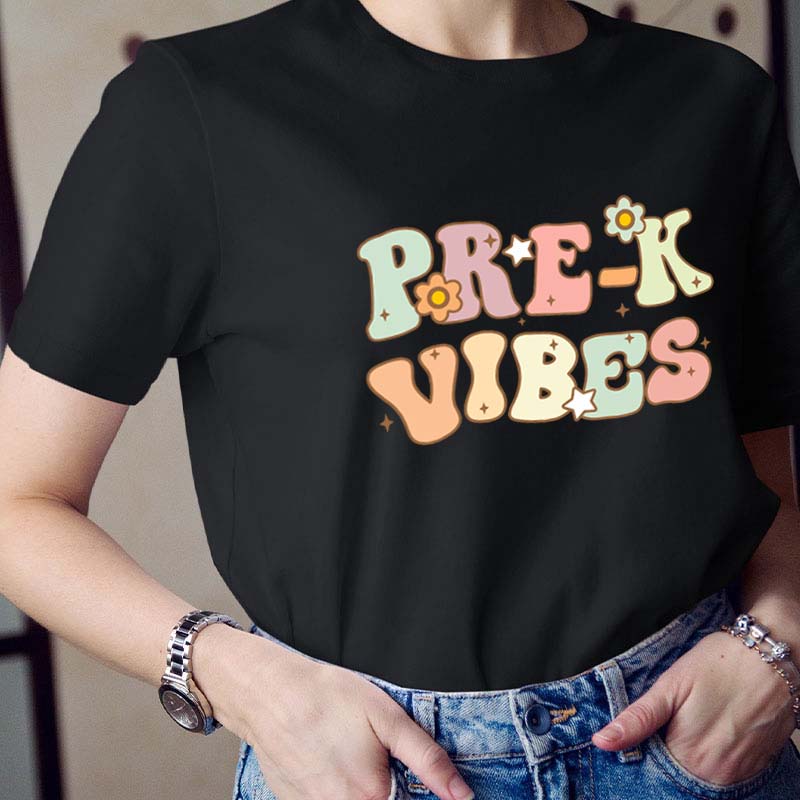 Personalized Cute Vibes Teacher T-Shirt