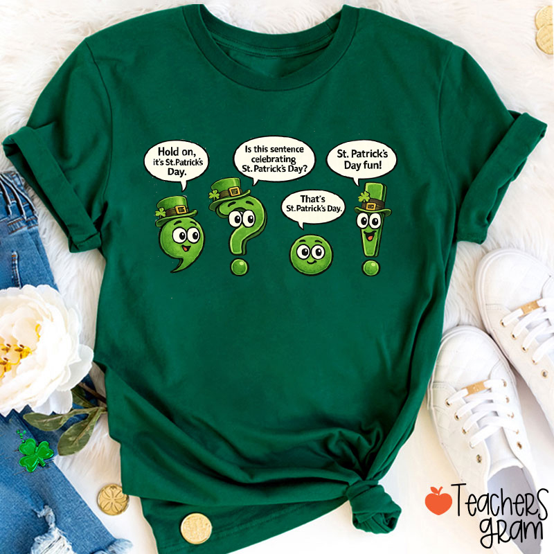 Funny St Patricks Day English Grammar Teacher T-Shirt
