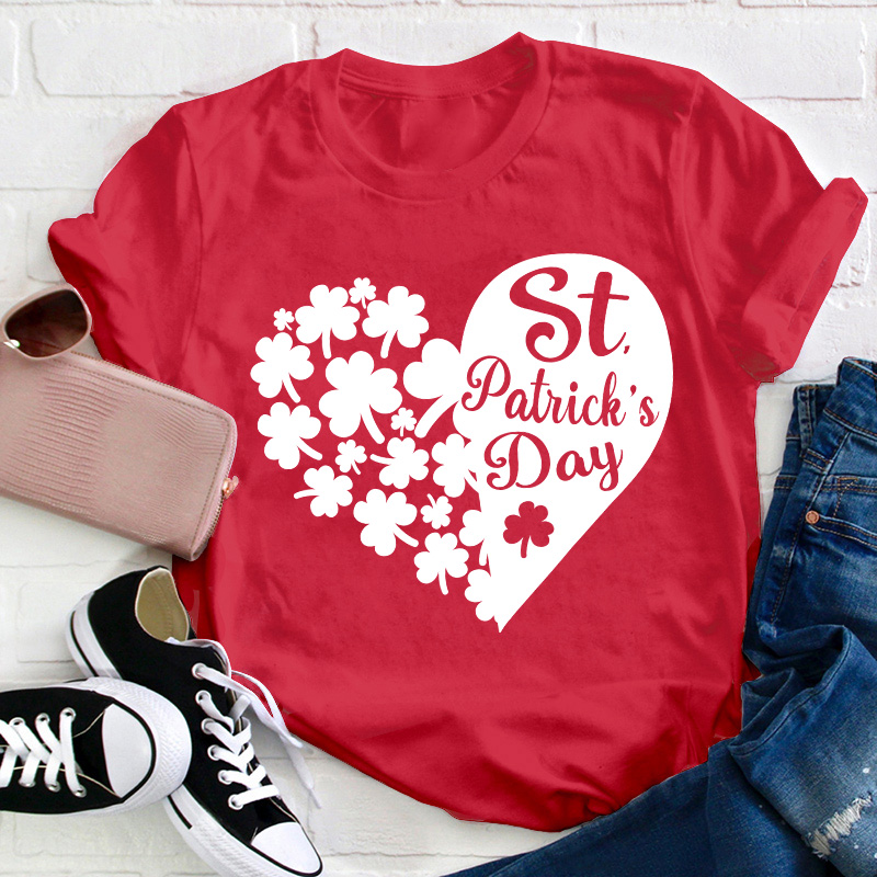 Shamrock With Heart Teacher T-Shirt