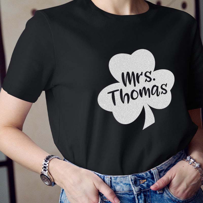 Personalized Name Lucky Shamrock Teacher T-Shirt