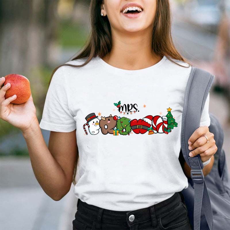Personalized Name Merry Christmas Teacher T-Shirt