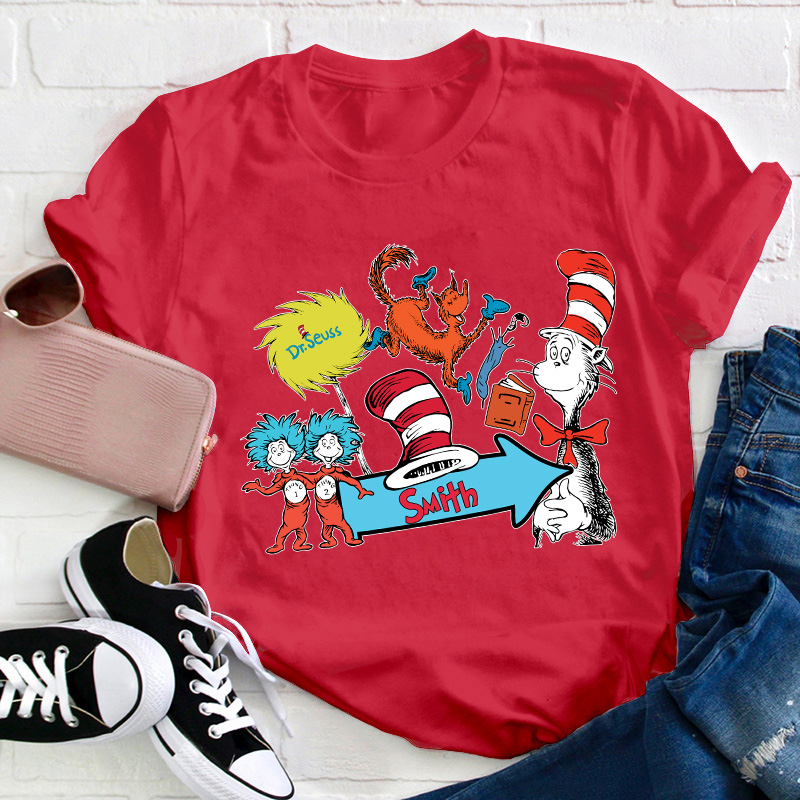 Personalized Name The Cat In The Hat Teacher T-Shirt