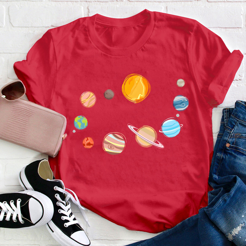 Planets in Solar System Teacher T-Shirt