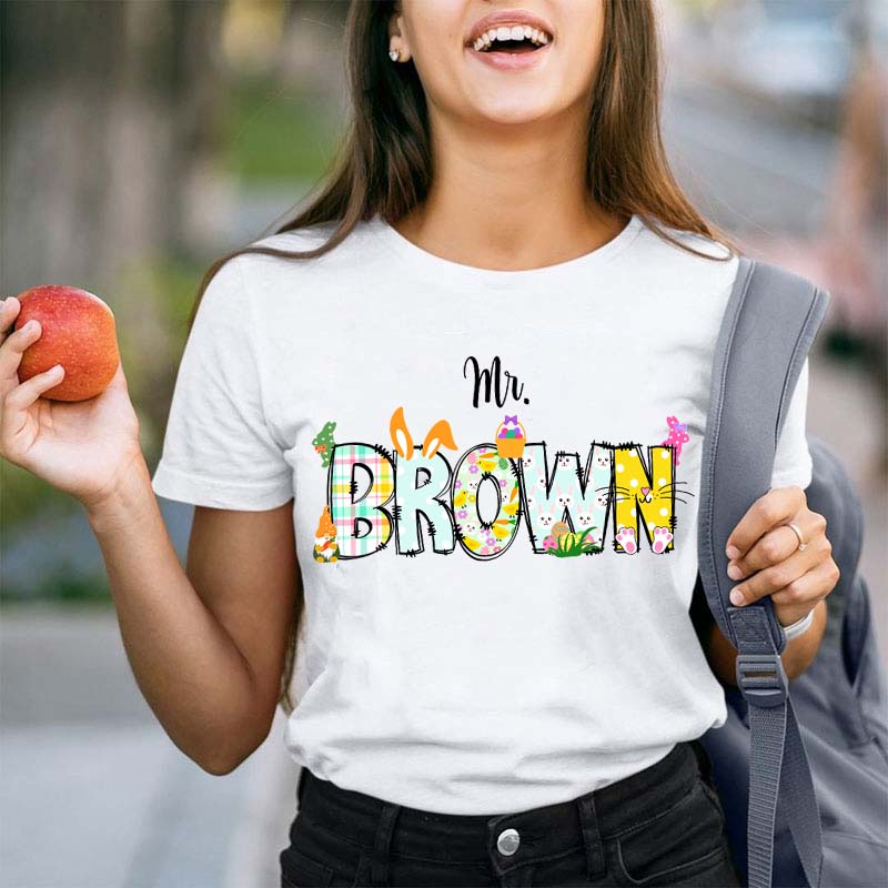 Personalized Bunny Teacher T-Shirt