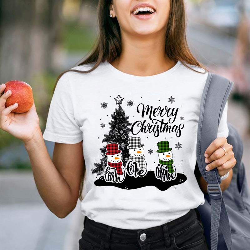 Merry Christmas Teach Love Inspire Teacher T-Shirt