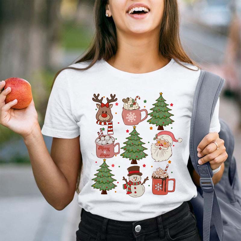 Cute Christmas Elements Teacher T-Shirt