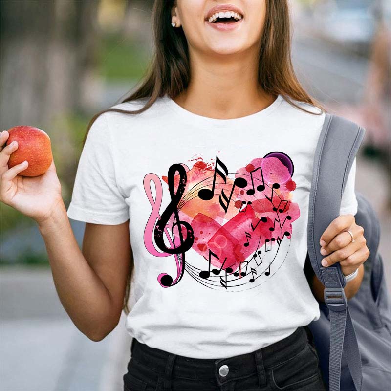 Pink Heart Love Song Teacher T-Shirt