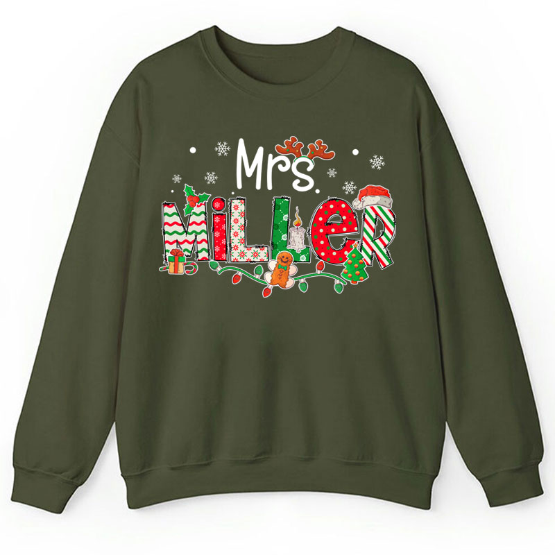Personalized Teacher Name Christmas Teacher Sweatshirt