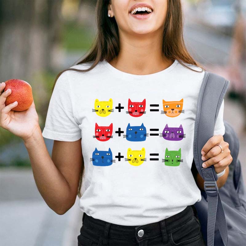 Cat Themed Color Theory Teacher T-Shirt