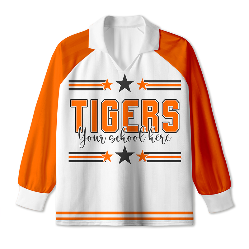 Personalized Mascot And School Name Teacher Long Sleeve Collar Jersey