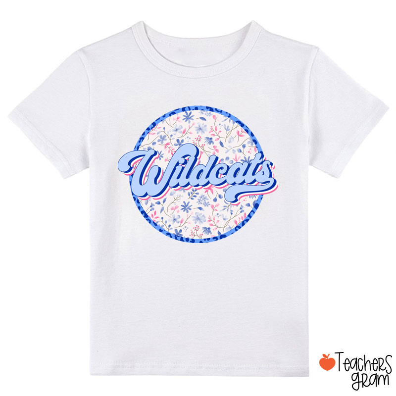Personalized Mascot Circle Vintage Wildflowers Class T-Shirt