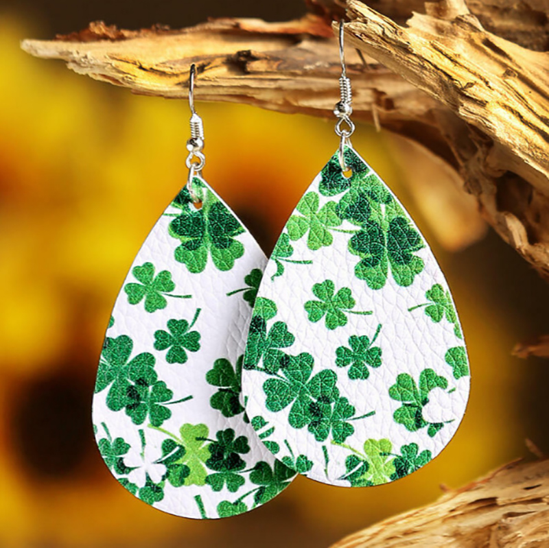 Shamrock Teacher Leather Earrings