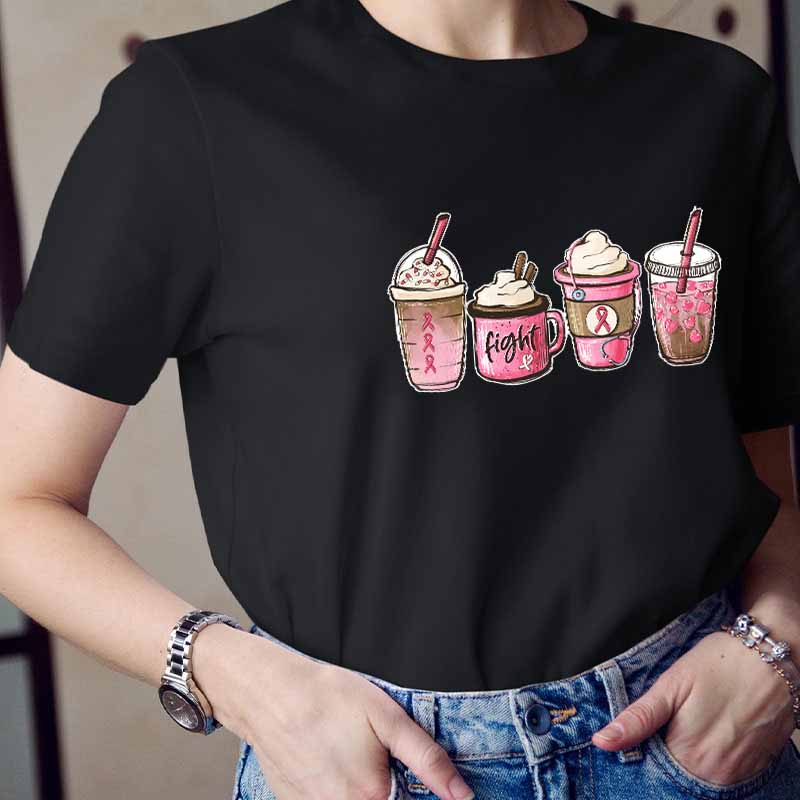 Fight Breast Cancer Coffee Teacher T-Shirt
