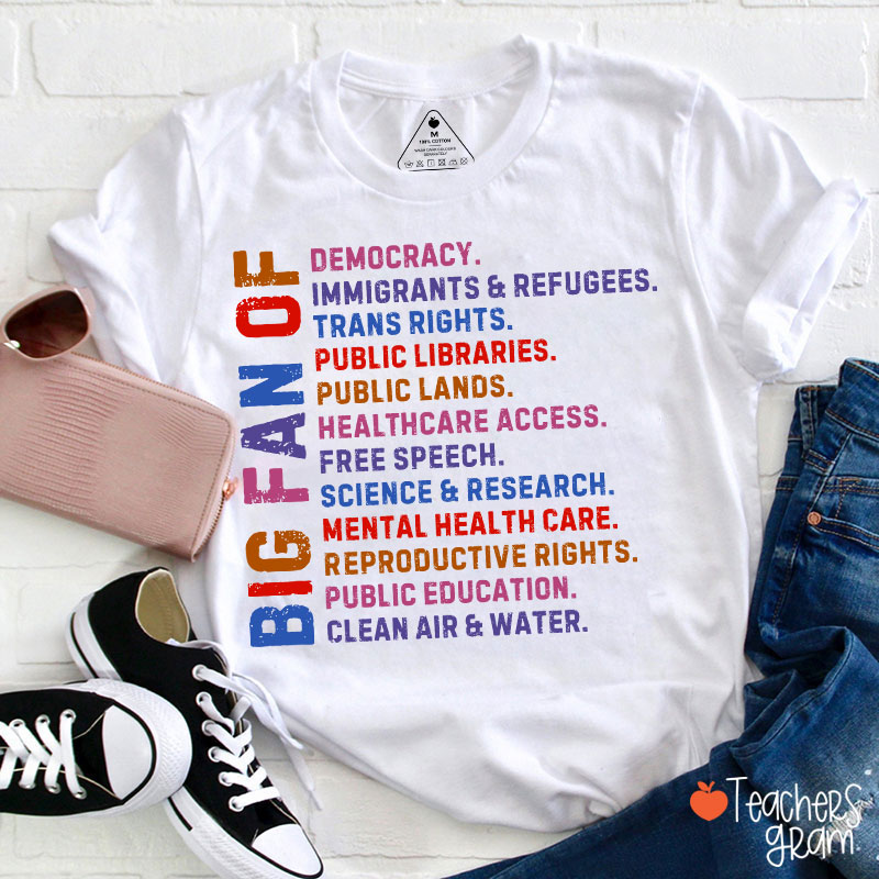 Big Fan Of Human Rights Democracy Teacher T-Shirt
