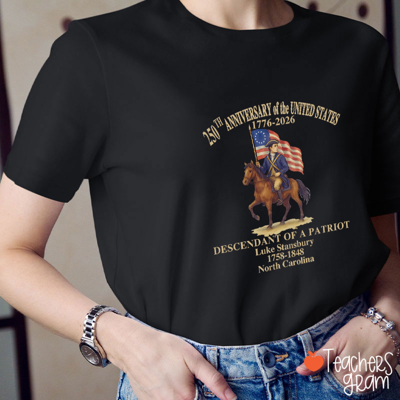 Personalized Patriotic Semiquincentennial Teacher T-Shirt