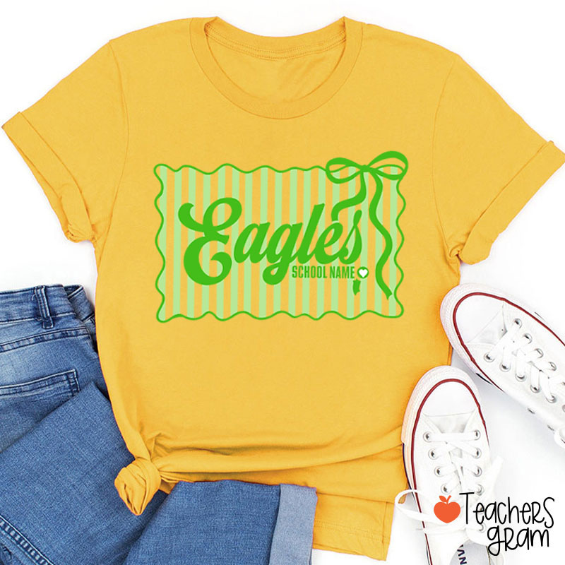 Personalized Retro Stripe Cheer Team Teacher T-Shirt