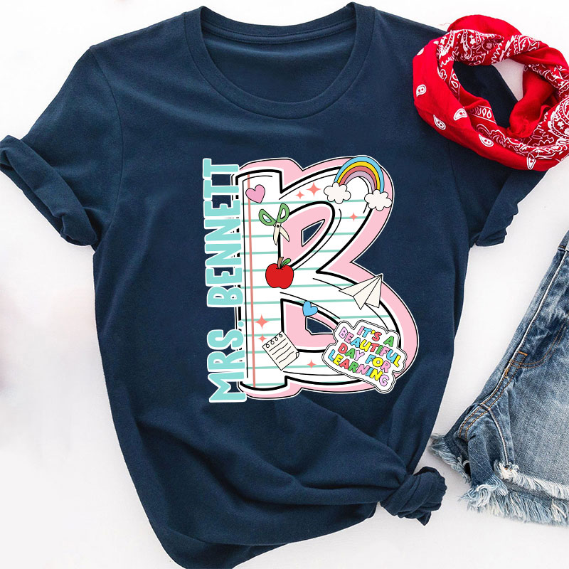 Personalized Funny Letter Back To School Name Teacher T-Shirt