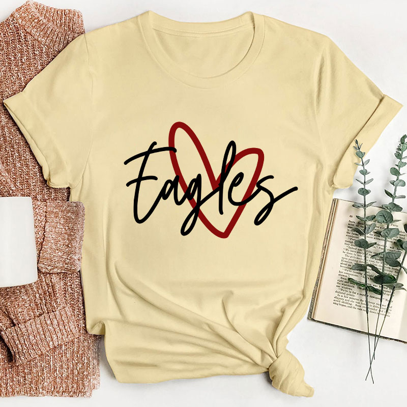 Personalized School Spirit Mascot Simple Love Teacher T-Shirt