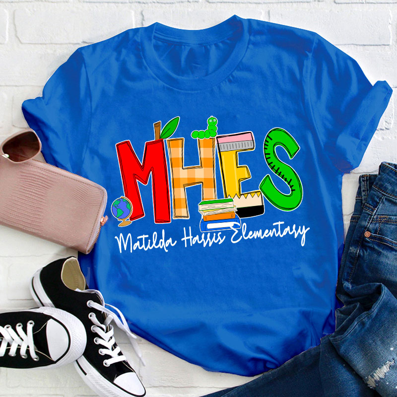 Personalized School Initials And Name Teacher T-Shirt
