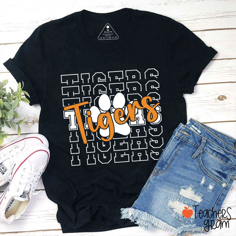 Personalized  Mascot And Paw Go Warriors Teacher T-Shirt