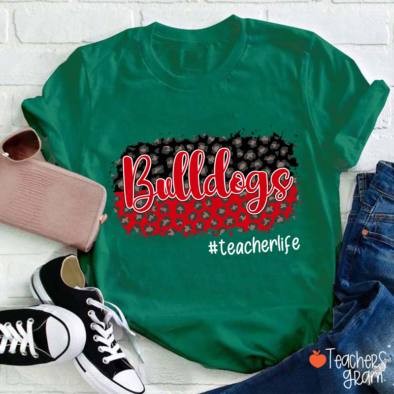 Personalized School Mascot And Hashtag Colorful Leopard Teacher T-Shirt