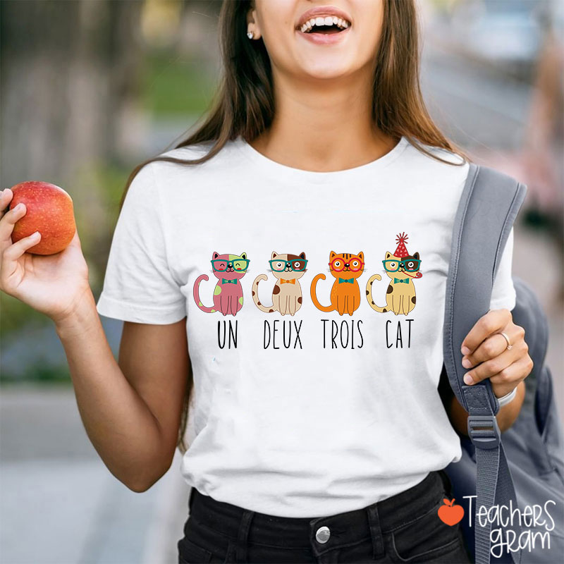 Un Deux Trois Funny Cat French Teacher T-Shirt