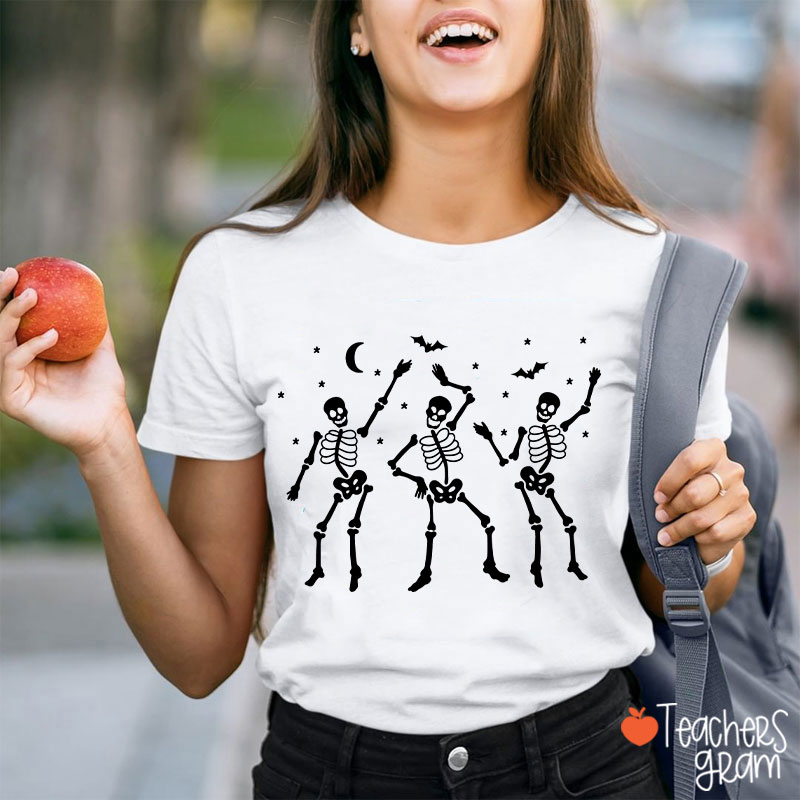 Dance Skeleton Bat Halloween Teacher T-Shirt