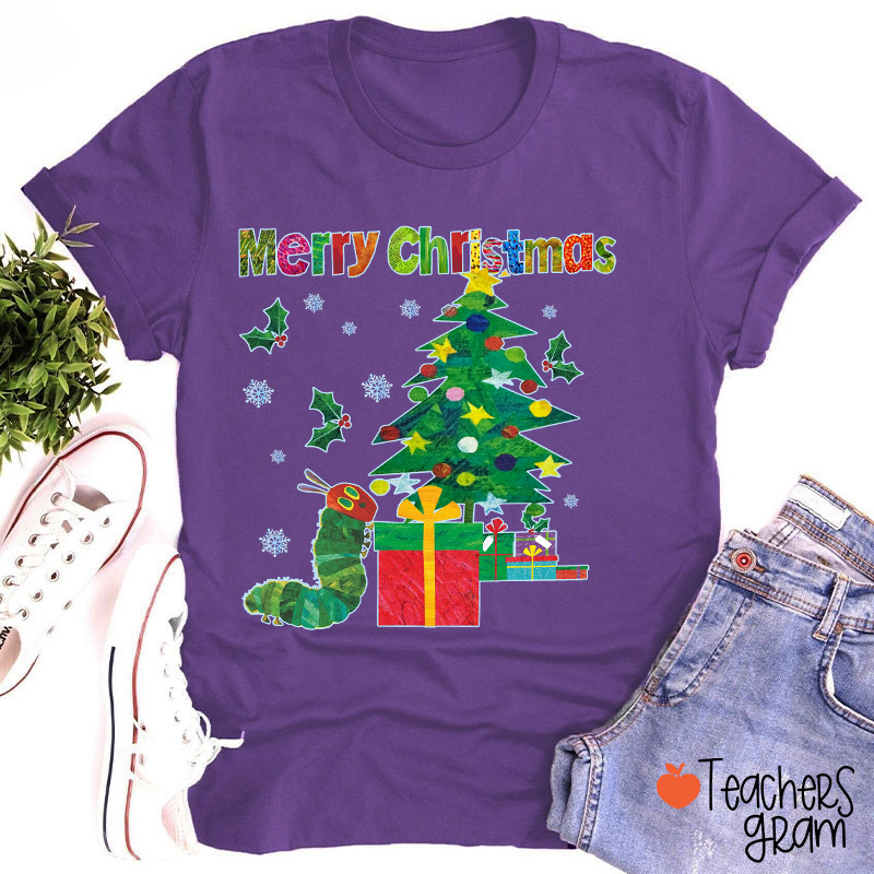 Very Hungry Caterpillar Merry Christmas Teacher T-Shirt