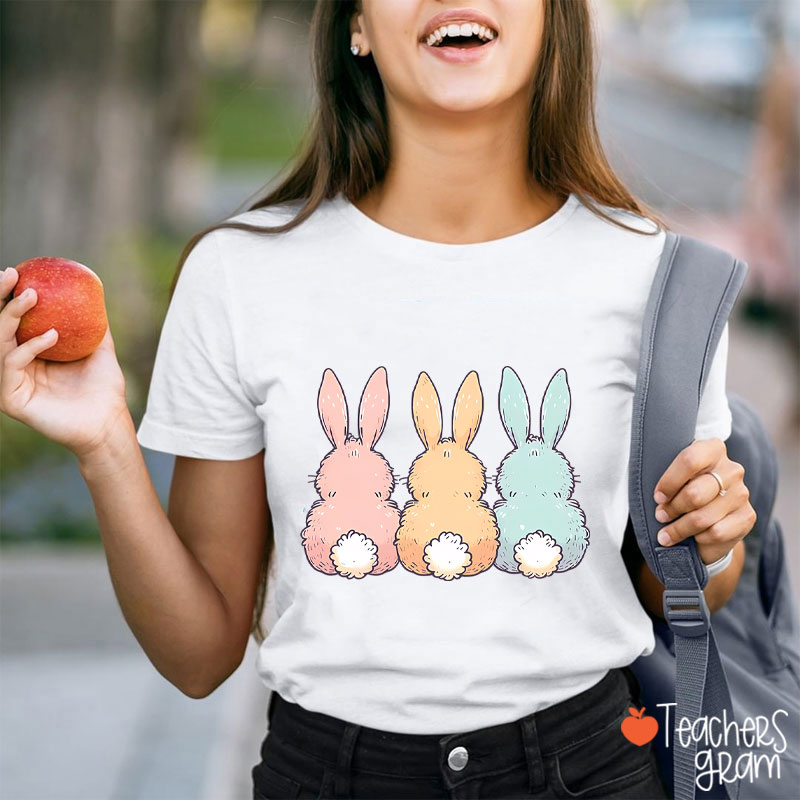 Three Cute Bunnies Teacher T-Shirt
