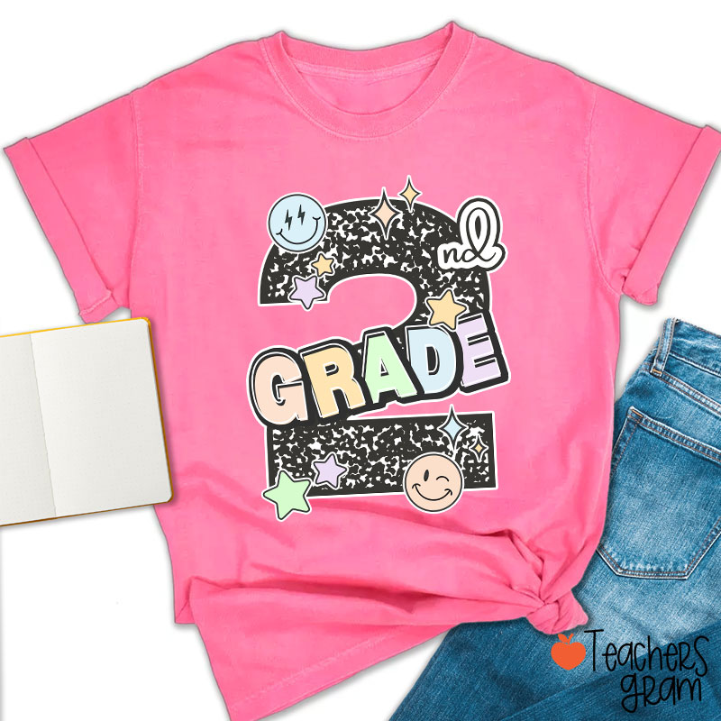 Personalized Grade Smiley Star Teacher T-Shirt