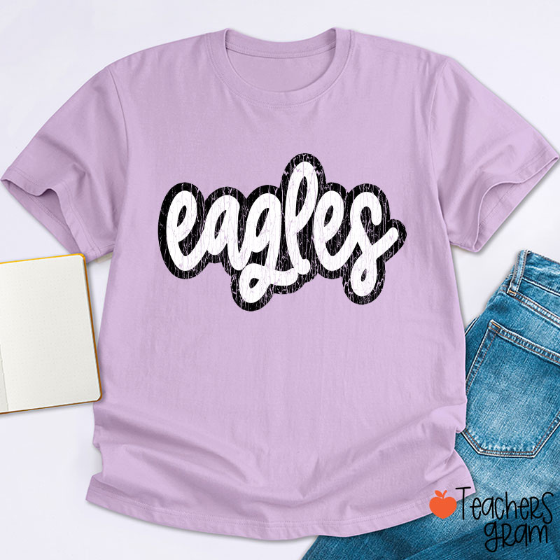 Personalized Mascot Washed And Distressed Print Teacher T-Shirt