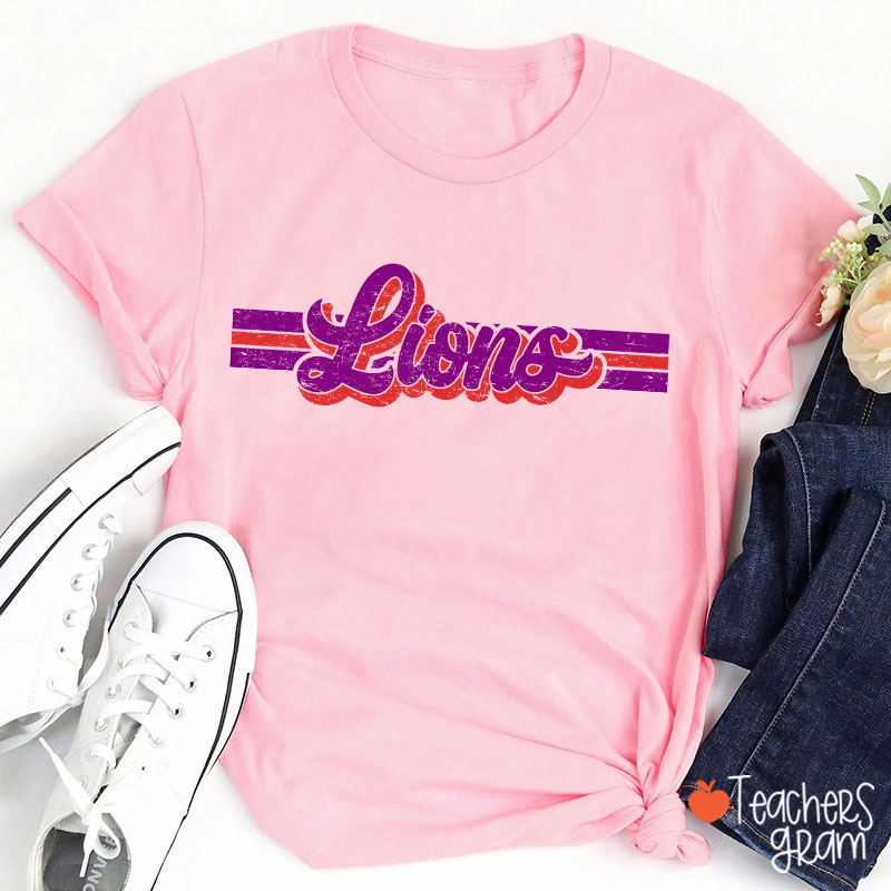 Personalized Mascot Contrast Color Line Teacher T-Shirt