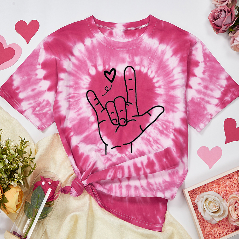 Sign Language Love Needs No Words Teacher Tie-dye T-Shirt