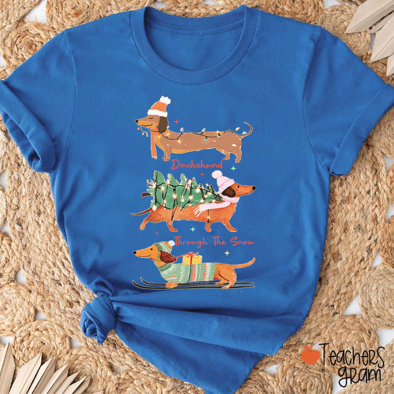 Dachshund Through The Snow Teacher T-Shirt